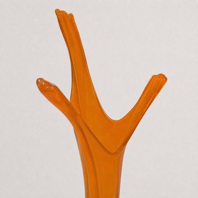 Viking Glass Company Viking Glass Three Foil Persimmon Swung Vase – Tall Mid-Century Modern Amber Orange Art Glass For Sale - Image 4 of 9
