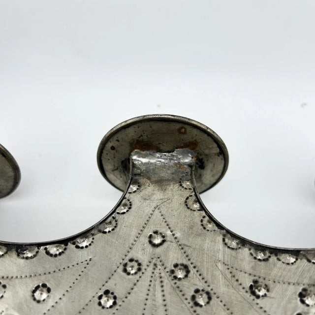 Silver Mid 20th Century Mexican Tin Candleholder – Hand-Punched Folk Art From the Jonathan Parks Estate, Santa Fe For Sale - Image 8 of 9