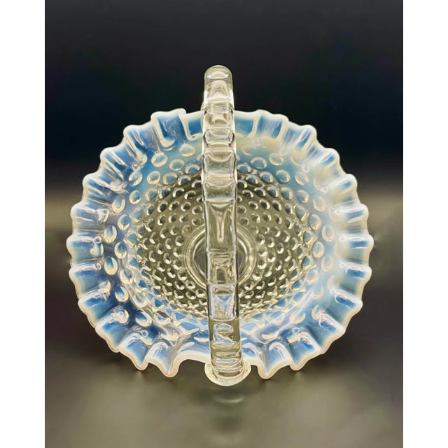 Mid 20th Century Fenton Opalescent Hobnail Decorative Glass Basket For Sale - Image 9 of 10