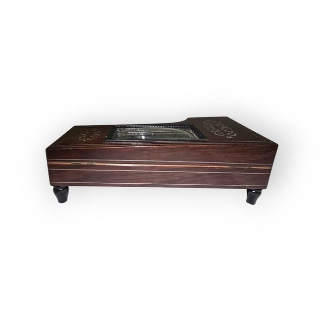 19th-Century Silver and Exotic Wood Inkwell in the shape of Piano, 1880s For Sale - Image 12 of 15