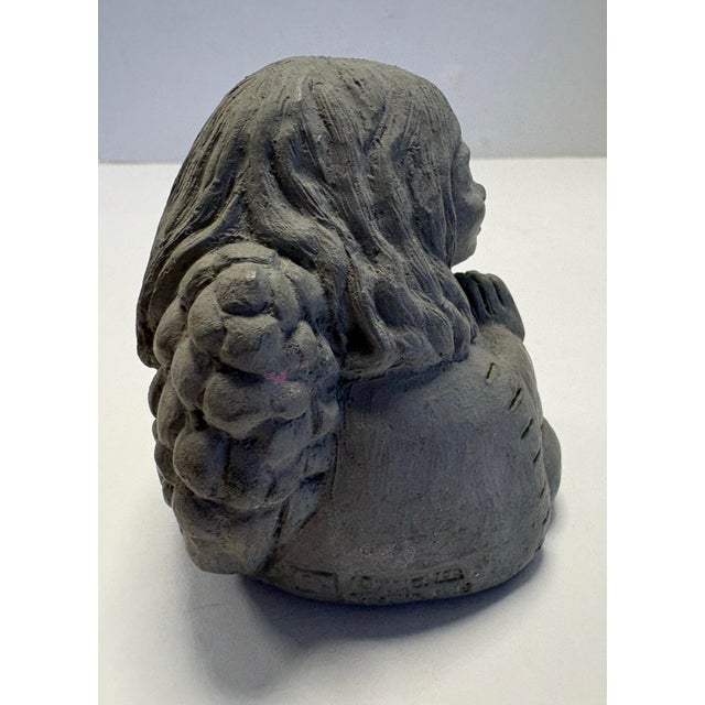 Mid 20th Century Mid 20th Century Petite Stone Angel Sculpture | Praying Cherub Figure | Garden or Memorial Decor (3”) For Sale - Image 5 of 10