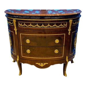 French Louis XV Style Marble Topped Bronze Commode