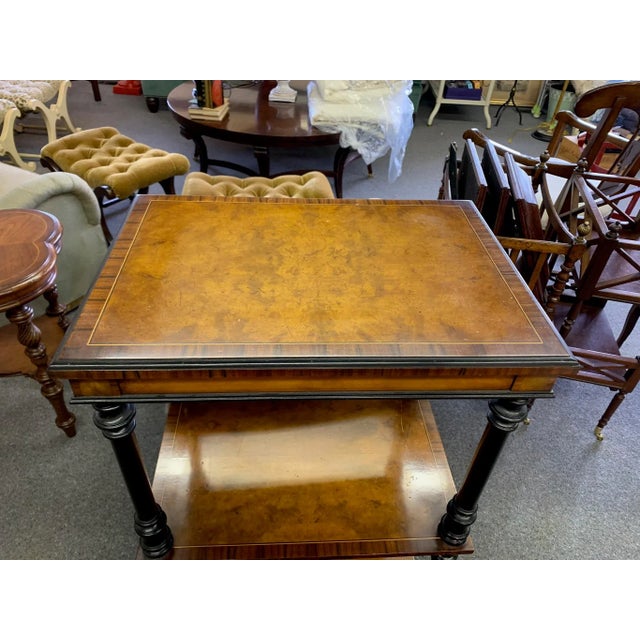 Italian Italian Burled Wood and Black Triple Shelf For Sale - Image 3 of 11