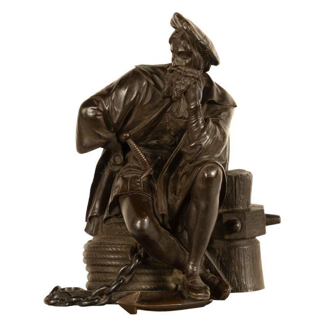 Fine Antique French School Bronze Sculpture Statue of Christopher Columbus 1870 For Sale - Image 10 of 16