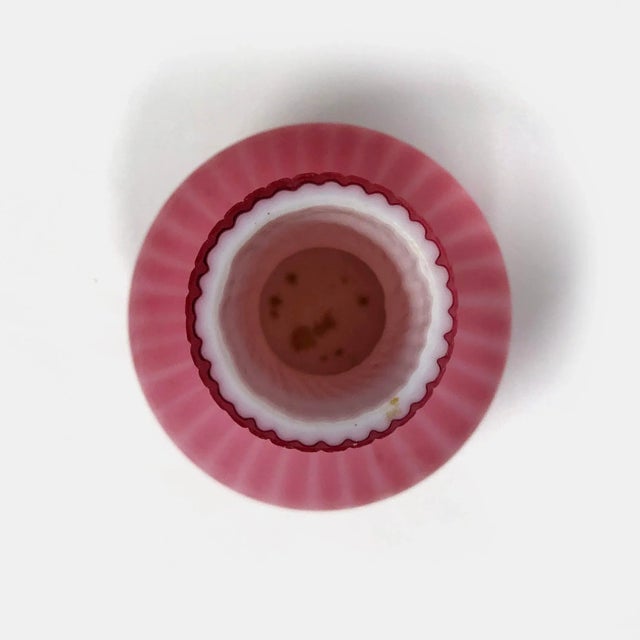 Late 19th Century Late 19th Century Victorian Velvet Ribbed Pink Satin Art Glass Vase For Sale - Image 5 of 7