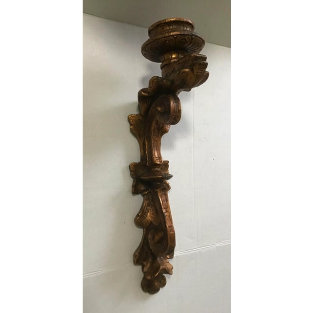 French Louis XV-Style Gilt Candle Sconce Beautiful Heavy Vintage Has a slight chip in back of candleholder. See picture...