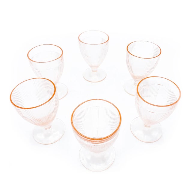 Vintage set of 6 mid century elegant pale pink goblets / sundae dishes. This colorful set includes 6 stemmed pieces made...