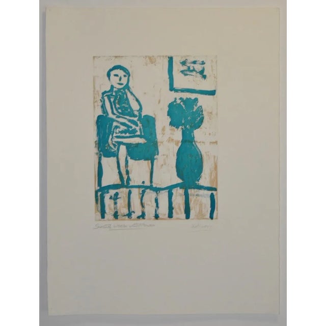 Arthur Krakower "Seated Woman With Flowers II" Monotype c.2004 We are adding "II" to the titled, because Arthur has...