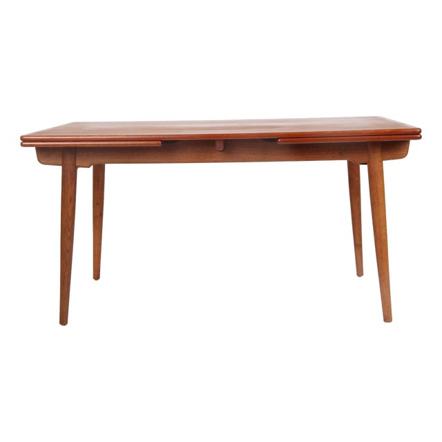 AT-312 Dining Table in Teak and Oak by Hans J. Wegner for Andreas Tuck, 1950s For Sale