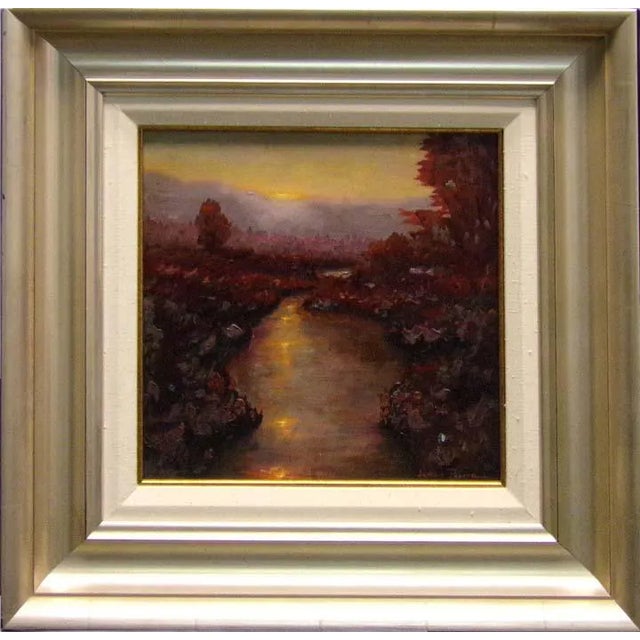 Contemporary James Thorpe River Sunset Hand Signed Original Canvas, Framed For Sale