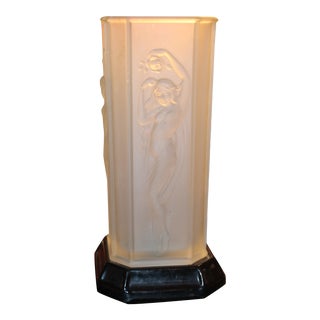 1920s Art Deco Frosted Female Nude Figural Table Lamp For Sale