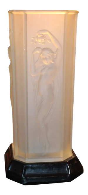 1920s Art Deco Frosted Female Nude Figural Table Lamp