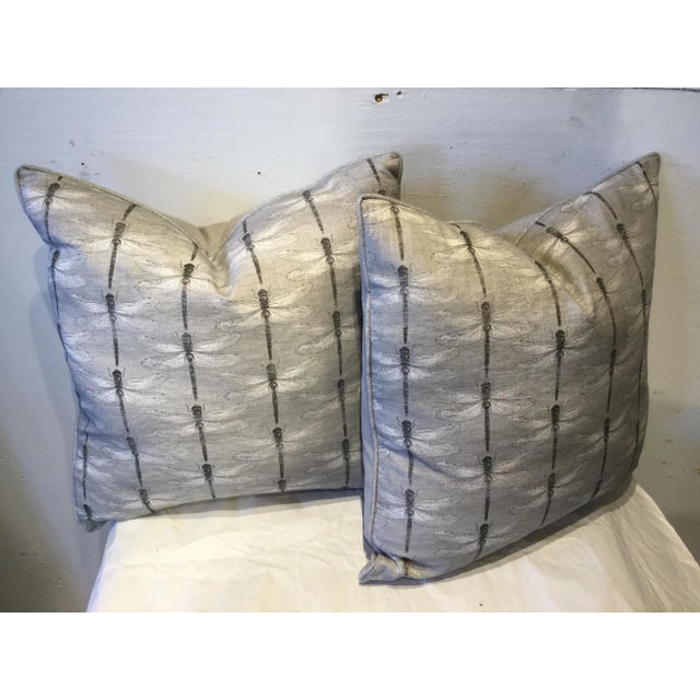 2010s Dragonfly Pillows Made in Wales 20" X 20" - a Pair For Sale - Image 5 of 5