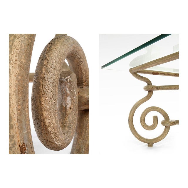 Vintage Iron Coffee Table with Glass Top For Sale - Image 6 of 7