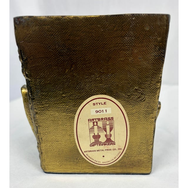 Brass Pair of Mid 20th Century Solid Brass Book Form Bookends | ArtBrass Co. For Sale - Image 8 of 10