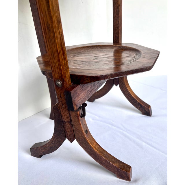Antique Edwardian Quartersawn Oak 3-Tier Folding Cake Stand For Sale - Image 4 of 16