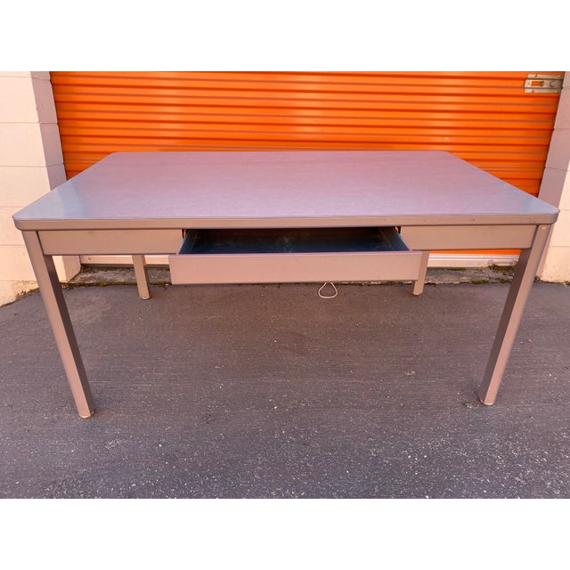 Vintage Mid Century Modern Metal Tanker Desk Table For Sale In Sacramento - Image 6 of 11