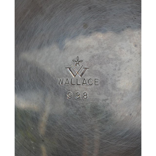 1950s Wallace Silver Plate Serving Bowl Attached Saucer Mid-Century Modern Tableware For Sale - Image 10 of 13