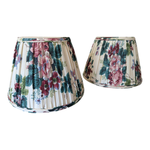 Vintage Botanical Pleated Lampshades- A Pair