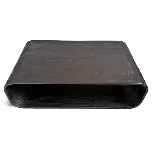 Wood Black Rounded Shelf Coffee Table For Sale - Image 7 of 11