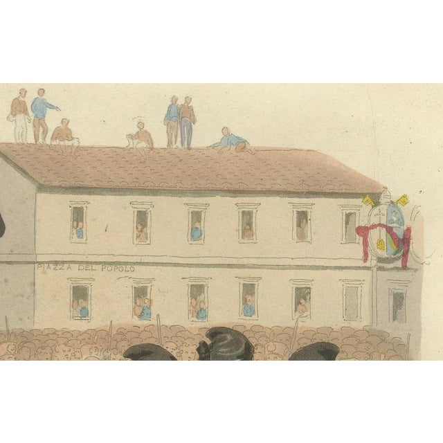 Title: Execution Print: Public Beheading for Murder in Rome, Hand-Colored, 1820s : This rare and haunting hand-colored...