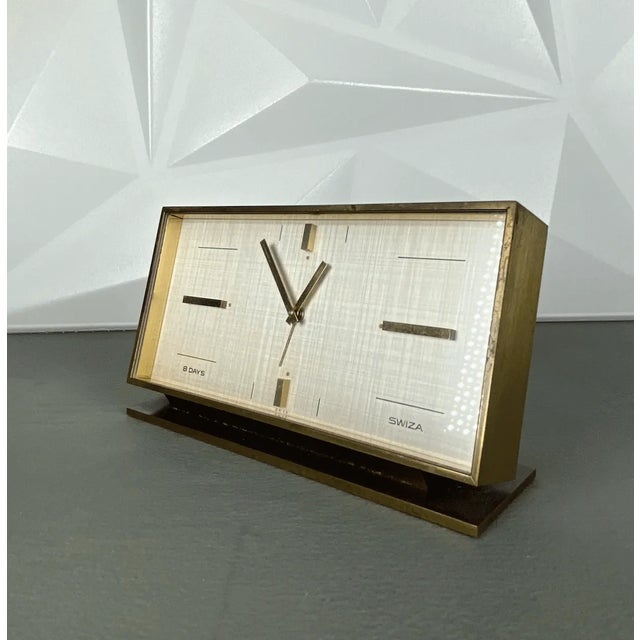 Desk Clock in Brass from Swiza, 1960s, in Good conditions. Designed 1960 to 1969 This piece has an attribution mark, I am...