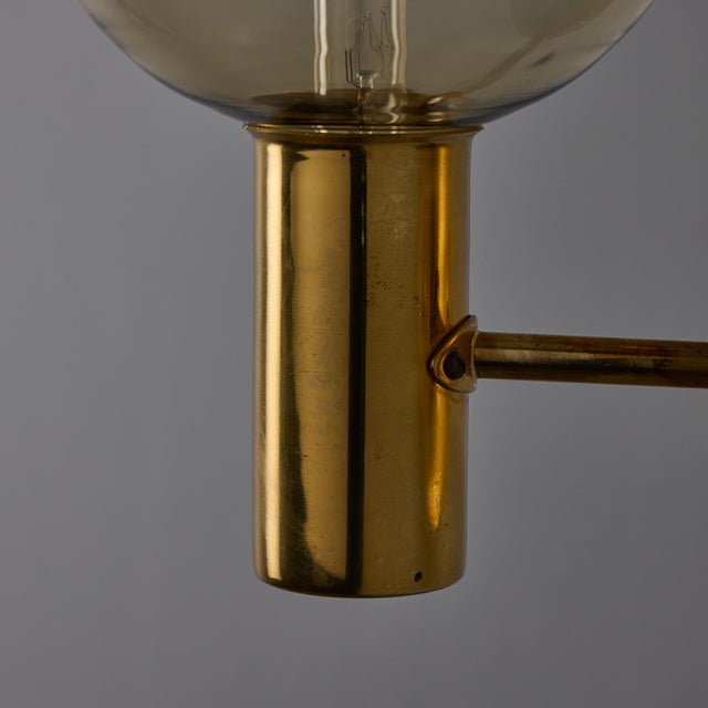1960s Hans Agne Jakobsson #V149 Glass & Brass Wall Lamp for Markaryd For Sale In Los Angeles - Image 6 of 13