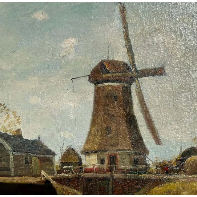 Anthony Thieme Windmill Landscape Oil Painting For Sale - Image 4 of 9