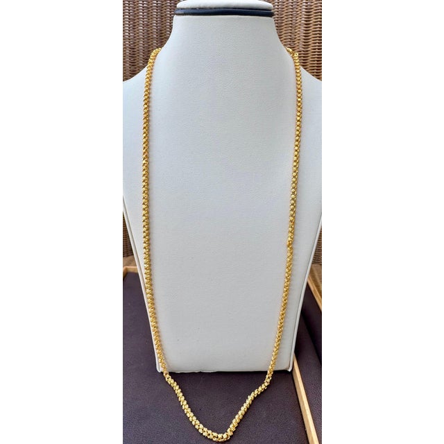 Vintage 18 Karat solid Yellow Gold 30 Gm, Link Chain, 3.6 mm Necklace, 28 " Long For Sale - Image 10 of 18