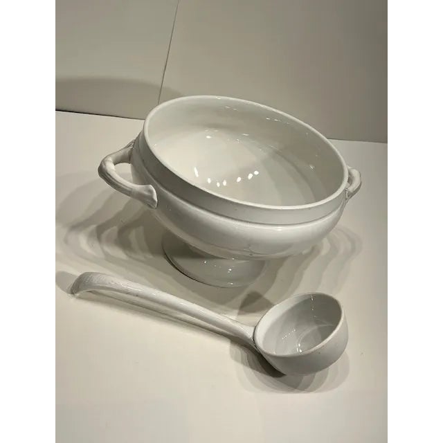 Ceramic Vintage White Belgium Soup Tureen - #350 For Sale - Image 7 of 8
