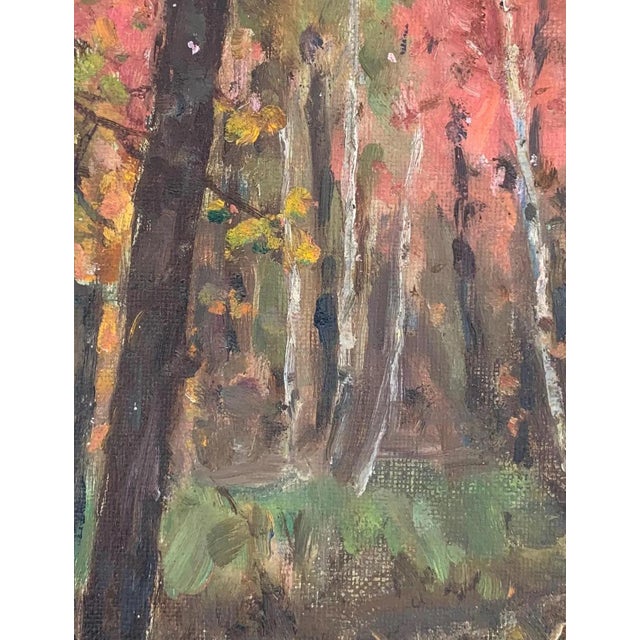 Antique Impressionist Forest Oil Painting, Ukrainian Art, 1970s 36-27 For Sale - Image 4 of 6