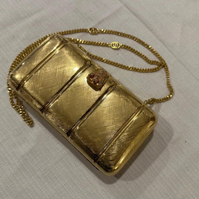 1980s Retro Brass Evening Bag by Scheilan Firenze For Sale - Image 4 of 12
