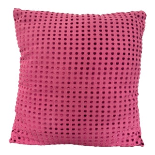 Early 21st Century Raspberry Pink Cut Velvet Dot Pillow For Sale