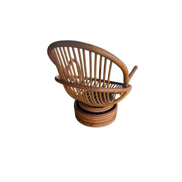 Late 20th Century Mid-Century Modern Organic Bentwood Rattan Swivel Tub Chair For Sale - Image 5 of 18