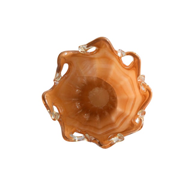 Murano Amber Glass Decorative Bowl For Sale In San Diego - Image 6 of 9
