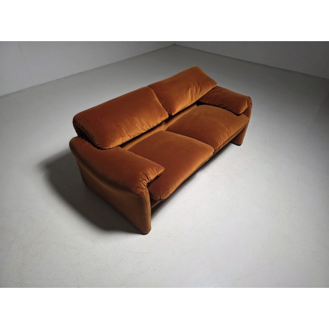 Orange Maralunga Sofa Set by Vico Magistretti for Cassina, 1970s, Set of 2 For Sale - Image 8 of 15