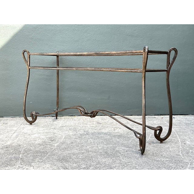 Vintage Art Nouveau Forged Metal Console Table For Sale - Image 9 of 12