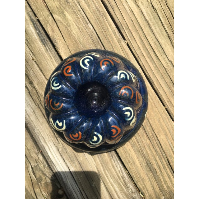 French Blue Earthenware Cake Pudding Ceramic Mold, 20th Century For Sale - Image 4 of 6