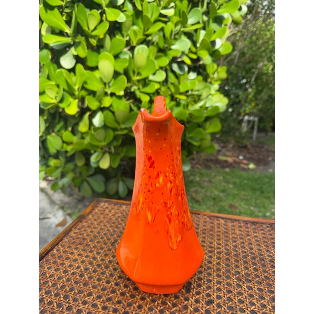 Ceramic 1984 Atomic Orange Art Pottery Ewer by Cherokee Pottery For Sale - Image 7 of 10