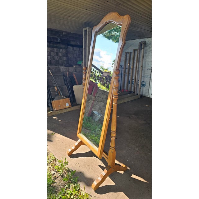 Wood Vintage Ethan Allen Heirloom Nutmeg Maple Colonial Cheval Swivel Floor Mirror - Model 10-5060 For Sale - Image 7 of 7