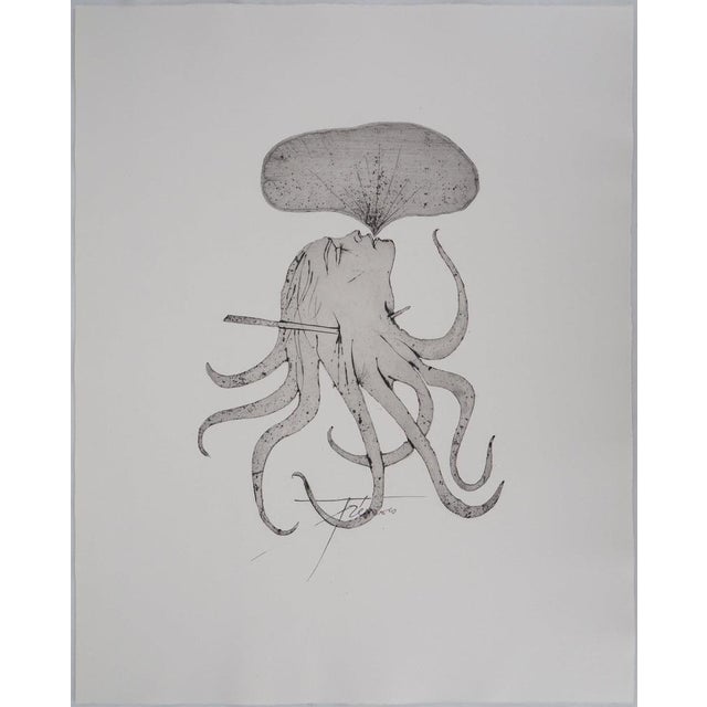 Pierre-Yves TRÉMOIS The octopus woman Original etching Signed in ink On BFK Rives vellum 56 x 44.5 cm Excellent condition...