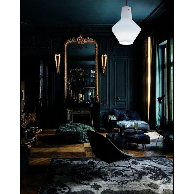 White Italian Stilnovo Vintage Pendant in Opaline Glass, 1970s For Sale - Image 8 of 11