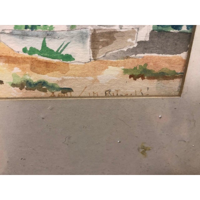 Art Deco "City of Arches and Shadows" - Early 20th Century Antique Ottoman Original Watercolor Painting – Signed, Framed For Sale - Image 3 of 4