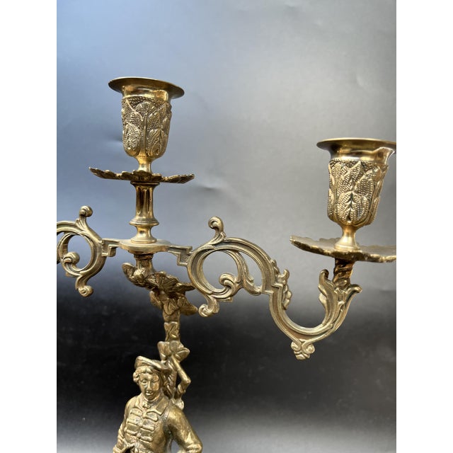 Louis XVi Revival Neoclassical French Bronze Figural Candelabrum on Marble Base, 1920s For Sale - Image 9 of 13