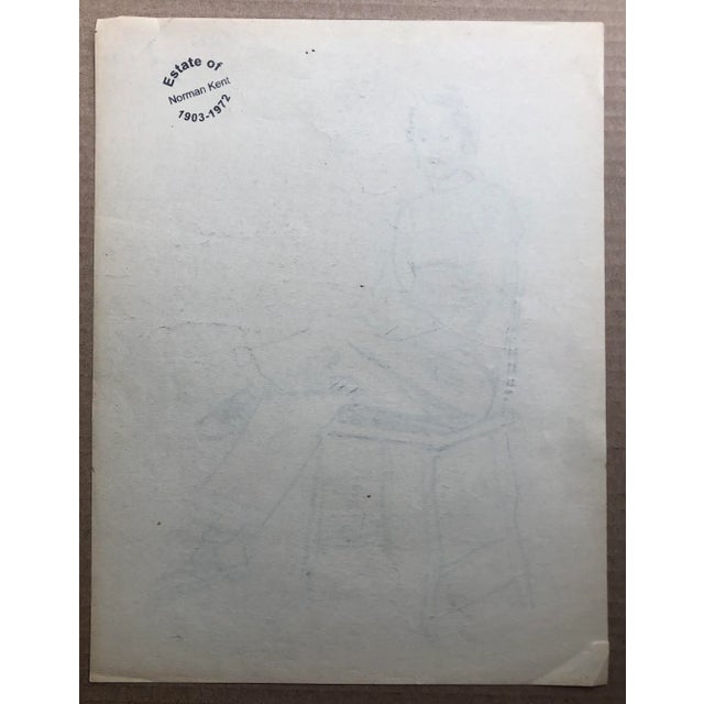 Figurative 1931 Norman Kent Portrait Drawing of Sculptor Thyra Boldsen For Sale - Image 3 of 4