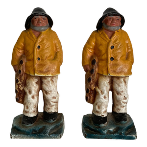 Vintage “Old Salt“ Gloucester Fisherman Cast Iron Doorstops/Bookends