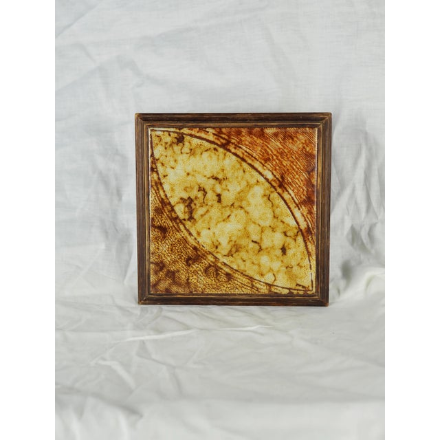 Beige 1960s French Wood and Ceramic Trivet With a Large Eye in Shades of Beige For Sale - Image 8 of 11