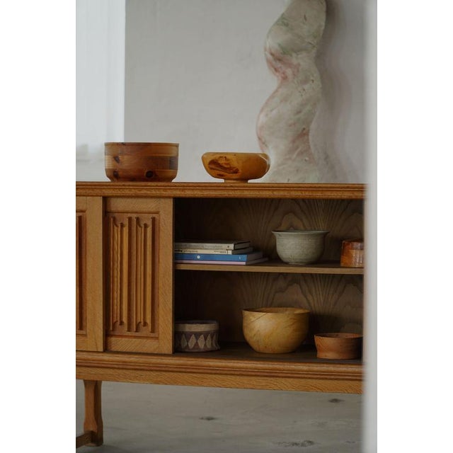 Wood Scandinavian Low Sideboard in Oak, 1950s For Sale - Image 7 of 18