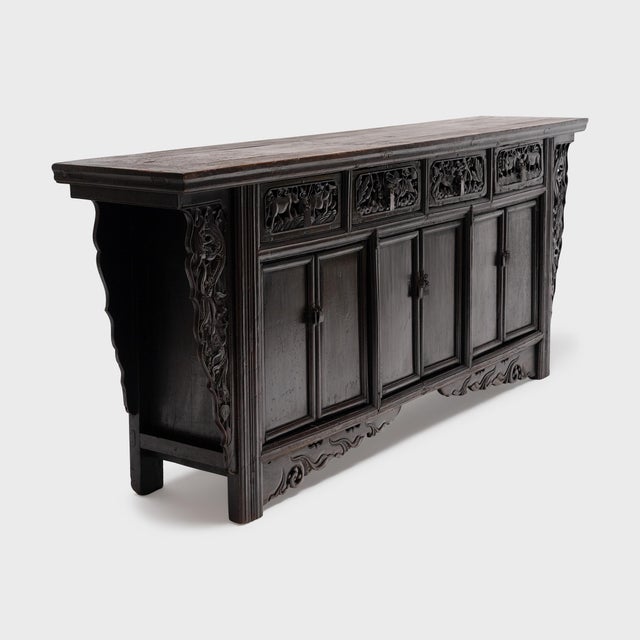 Chinese Antique Chinese Mythical Qilin & Buffalo Coffer, 19th Century For Sale - Image 3 of 8
