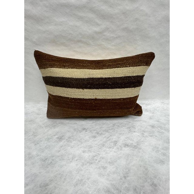 Turkish Hemp Pillow Cushion Natural Beige Brown Pillow Cushion Cover 16" x 24" For Sale - Image 4 of 4